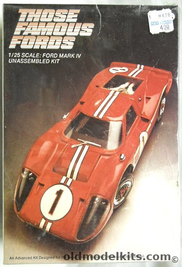 Testors 1/25 1967 Ford GT Mark IV, 117 plastic model kit